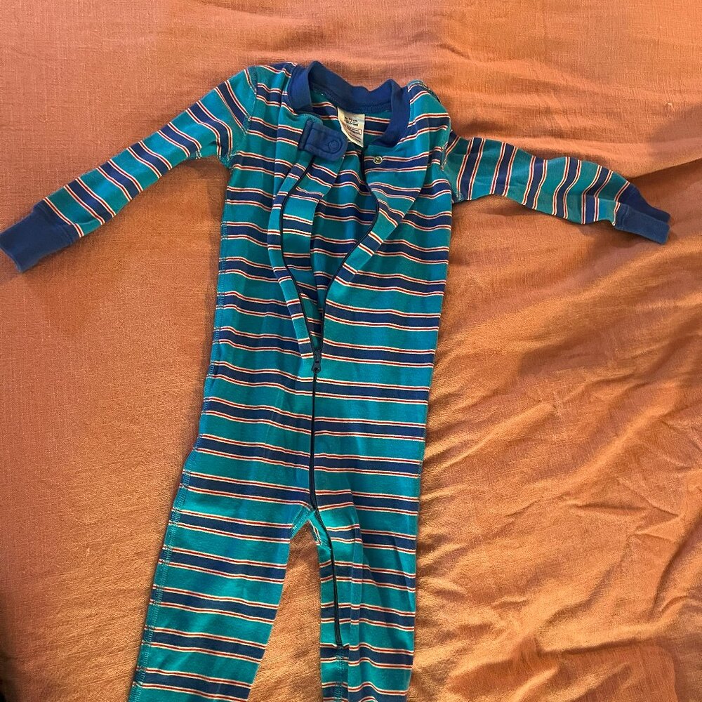 HANNA ANDERSSON STRIPED ORGANIC COTTON UNION SUIT PAJAMAS
